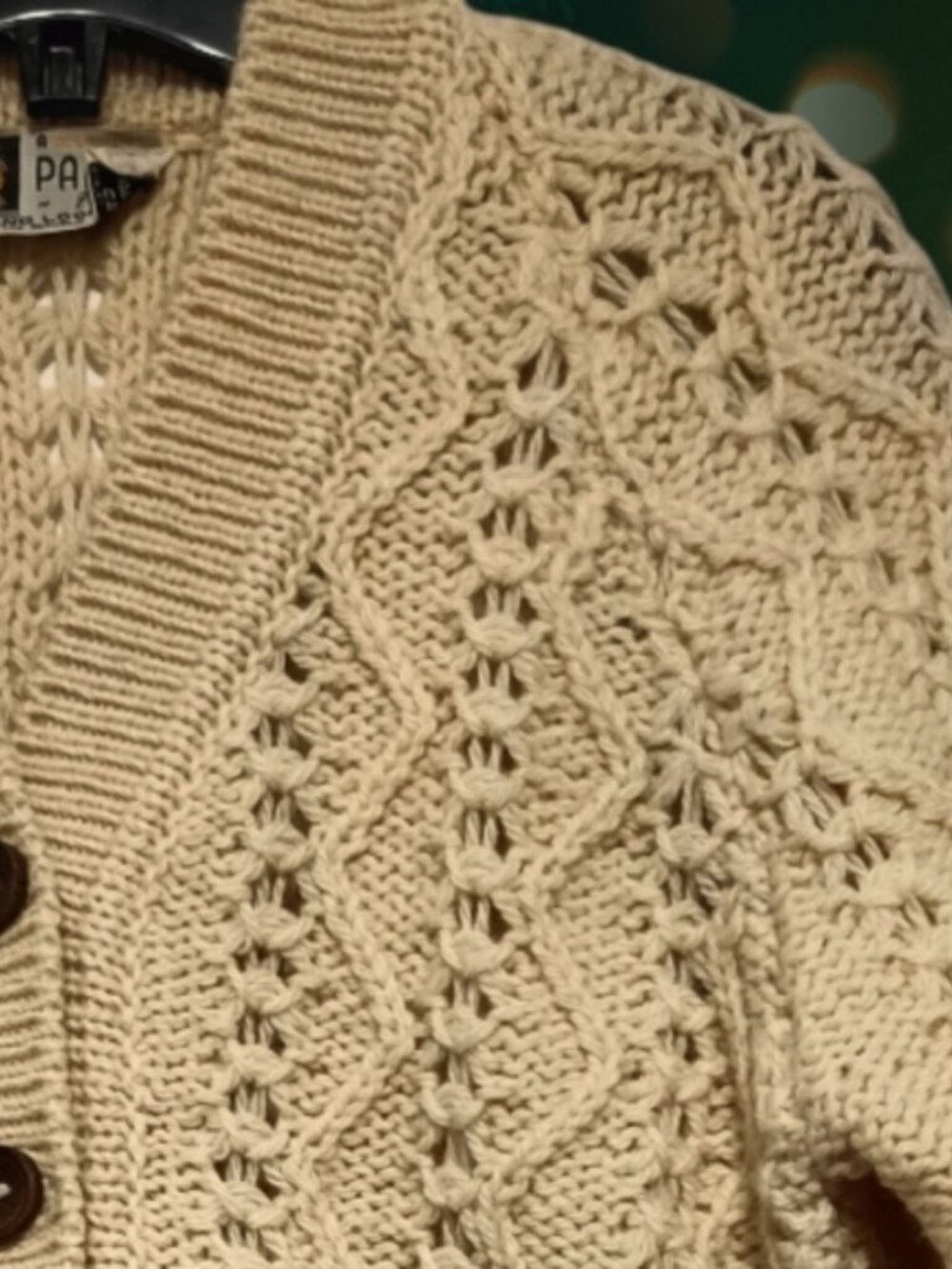 Arran Pallas Irish Cottagecore Wool Hand Knit Cream Cardigan Sweater - Picture 3 of 10